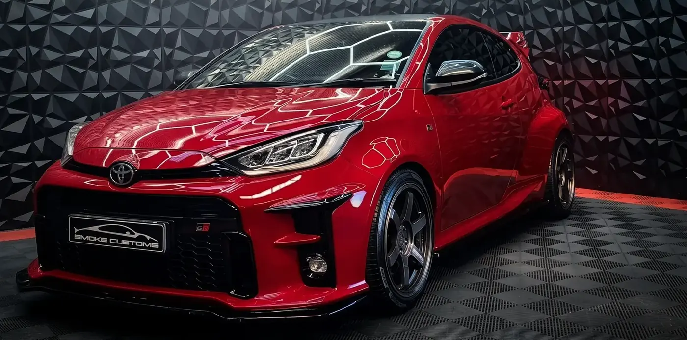 Toyota GR Yaris after the Smoke Customs widebody conversion